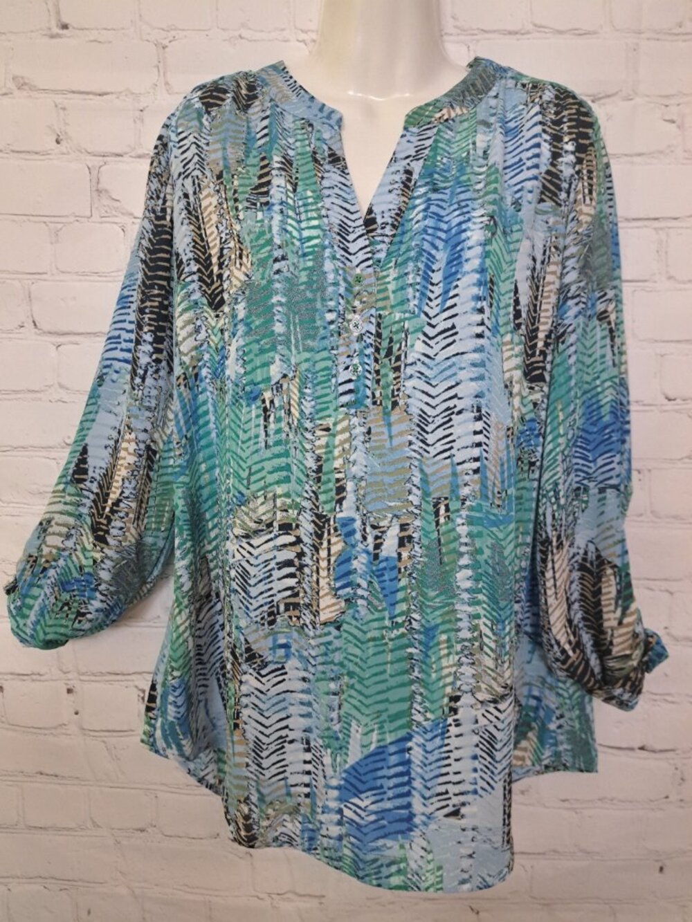 Zac & Rachel Abstract Tropical Relaxed Fit Tunic Top Size Small